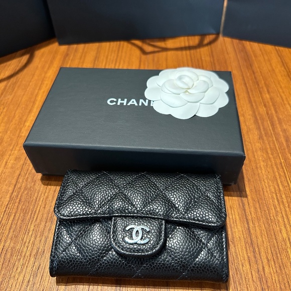 Chanel Classic Cardholder - Black with Silver Hardware - Picture 1 of 5